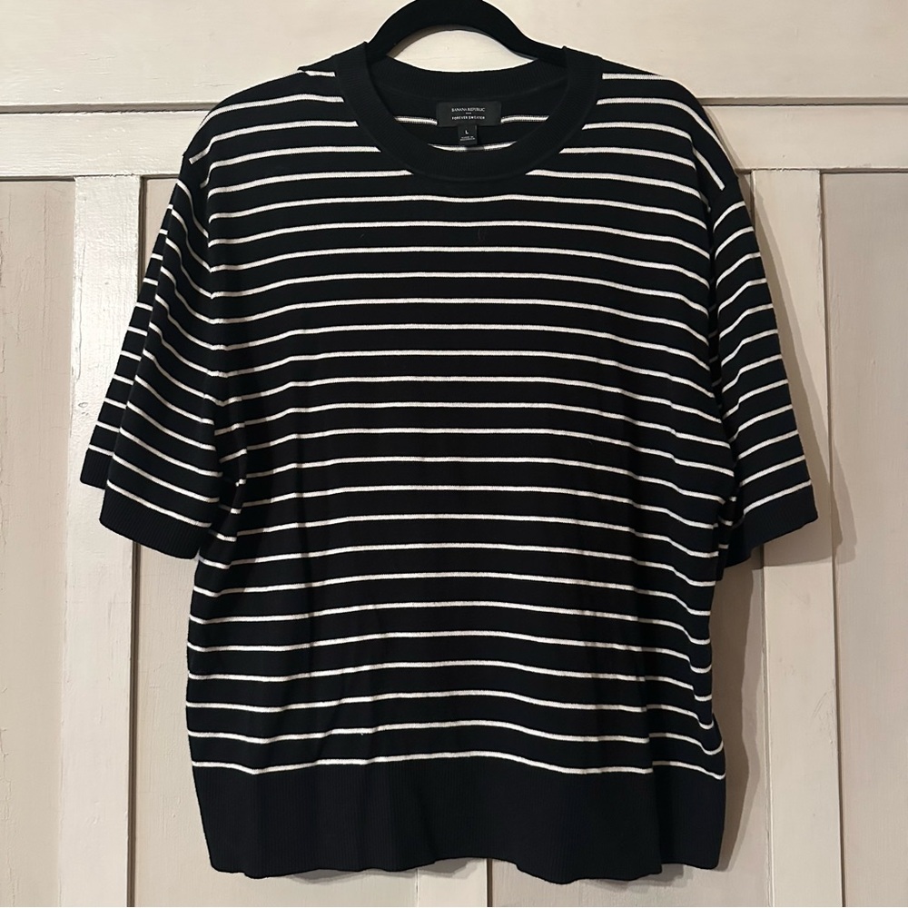 Banana Republic Black and White Striped Forever Sweater